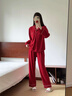 魅卿紅色本命年大碼胖mm情侶睡衣春秋冬款純棉高級感新婚結婚套裝情侶 S1801女 【禮盒包裝】 4XL 【男推薦200-220斤】 曬單實(shí)拍圖