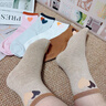 頂瓜瓜100%純棉襪子女冬季【10A抗菌防臭吸汗透氣】愛(ài)心提花中筒休閑襪 曬單實(shí)拍圖