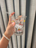 Kitty貓玻璃杯子家用ins可愛(ài)凱蒂貓高顏值居家辦公牛奶咖啡吸管杯 kitty貓玻璃杯+玻璃吸管 350ML【加厚 防燙 耐高溫】 曬單實(shí)拍圖
