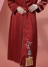 金三塔重磅真絲睡衣女桑蠶絲新中式真絲睡袍標配腰帶起居騏驥紅晨袍浴袍 焦糖紅2963 XL 曬單實(shí)拍圖