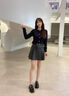 塔馳密司輕奢高腰顯瘦a字小皮裙短裙女2025秋季新款咖色PU防走光半身裙子 黑色百搭通勤 S /26推薦85-100斤 曬單實(shí)拍圖