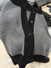 晚白2026春季時(shí)尚撞色格雷灰翻領(lǐng)毛衣寬松顯瘦百搭針織外套女 灰色 L 曬單實(shí)拍圖