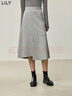 LILY秋新款女裝立體骨感舒適彈力休閑百搭通勤魚(yú)尾半身裙衛裙 501灰色 M 曬單實(shí)拍圖