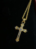 老鋪黃金古法手工足金項鏈·十字架1號寶石吊墜（金鏈款） 中號藍寶石款金重約13.39g 曬單實(shí)拍圖