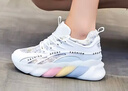 Pale memory老爹鞋女2025夏新款網(wǎng)紗透氣彩虹運動(dòng)鞋厚底內增高女鞋 白色 35 曬單實(shí)拍圖