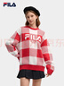 FILA斐樂(lè )官方情侶編織衫2026春新款男子女子休閑新年服棋盤(pán)格套頭毛衣 水華朱-RD S 165/88A/S 曬單實(shí)拍圖