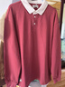 馬登工裝 美式復古撞色polo衛衣學(xué)院風(fēng)翻領(lǐng)長(cháng)袖T恤男士春季針織打底衫 臟紅色 M 曬單實(shí)拍圖