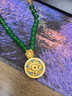 黛若國潮風(fēng)石英石圓牌項鏈長(cháng)款小眾設計復古菠菜綠毛衣鏈漢服旗袍配飾 項鏈 曬單實(shí)拍圖