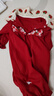 優(yōu)奇嬰兒衣服女寶秋季連體衣女寶寶滿(mǎn)月百天周歲禮服喜慶紅色外出爬服 曬單實(shí)拍圖