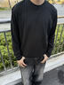 haonanhuang奧地利蘭精莫代爾羊毛混紡柔軟親膚垂感圓領(lǐng)長(cháng)袖T恤 漆黑 M 曬單實(shí)拍圖