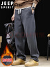 JEEP SPIRIT吉普休閑褲男秋冬季韓版直筒運動(dòng)褲子男士大碼衛褲 黑色加絨 XL 曬單實(shí)拍圖