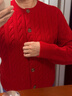 納維凱爾意大利小帆船女士全羊毛絞花針織開(kāi)衫騏驥紅毛衣外套2334094512 曬單實(shí)拍圖