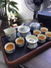 梵昇昱青花纏枝蓮旅行茶具套裝汝窯蓋碗功夫泡茶器禮盒裝節日喬遷伴手禮 汝窯纏枝蓮10件套+灰色禮盒 曬單實(shí)拍圖