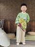 MQDMINI童裝兒童漢服男童國風(fēng)套裝新中式熊貓演出服節日衣服 綠綺萌游 曬單實(shí)拍圖