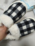 樸西2025新款秋冬季包跟棉拖鞋女士居家室內用靜音保暖毛絨棉鞋男 黑白格 43 【42-43】 曬單實(shí)拍圖