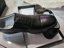 金猴（JINHOU）三接頭假系帶套腳牛皮商務(wù)正裝鞋男士德比皮鞋 QJ2101A 黑色 42碼 曬單實(shí)拍圖