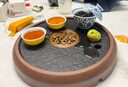 京東京造 茶盤(pán)茶托 烏金石圓形茶具排水蓄水小型火燒工藝茶盤(pán) 曬單實(shí)拍圖