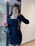 妙奕嘉連衣裙秋冬黑色長(cháng)袖修身性感冬天裙子加絨加厚包臀裙氣質(zhì)女人味 黑色金屬扣針織包臀毛衣裙 M 曬單實(shí)拍圖