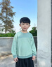 英氏（YEEHOO）【商場(chǎng)同款】?jì)和l衣男寶寶圓領(lǐng)衛衣春夏新款休閑條紋上衣 霧綠色 110 cm 曬單實(shí)拍圖