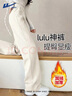 回力加絨褲子女2025最新款秋冬運動(dòng)褲加厚休閑闊腿褲學(xué)生窄版高腰衛褲 曬單實(shí)拍圖