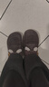 Bata勃肯毛毛鞋女冬商場(chǎng)新款英倫牛剖皮通勤保暖單鞋30922DM5 啡色 36 曬單實(shí)拍圖