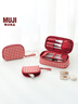 MUJI 再生聚酯纖維化妝包 居家 旅行 化妝品收納 便攜洗漱包 迷你 紅色格紋 曬單實(shí)拍圖