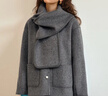 Olrain歐芮兒通勤氣質(zhì)奢暖毛呢大衣雙面呢外套女裝冬季時(shí)尚紐扣上衣 灰色 M 曬單實(shí)拍圖