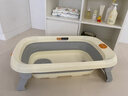 曼龍嬰兒洗澡盆寶寶浴盆家用新生兒用品可坐可折疊大號兒童浴桶 鯨奇折疊浴盆-云紗灰 曬單實(shí)拍圖