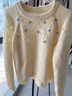 三彩2025冬季新款慵懶寬松珠片針織衫長(cháng)袖套頭衫上衣顯瘦百搭M 米白色 M 160/84A 曬單實(shí)拍圖