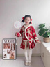 尚然樂(lè )（SHANGRANLE）女童紅色套裝新年國風(fēng)女大童洋裝民族風(fēng)拜年服秋冬裝加厚新中式唐 紅色兩件裝[外套+裙子]偏小 加厚 110 cm 曬單實(shí)拍圖