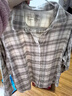 MUJI女式 法蘭絨 襯衫領(lǐng)長(cháng)袖襯衫  米白色格紋5A M 曬單實(shí)拍圖