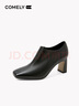 康莉（COMELY）羊皮短靴女款2025年最新款冬季氣質(zhì)百搭高跟鞋簡(jiǎn)約裸靴 黑色 36 曬單實(shí)拍圖