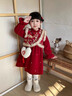 G.duck女童冬季加絨新中式紅色拜年服連衣裙女寶寶秋冬保暖中國風(fēng)公主裙 紅色(送包包) 110 cm （建議100-108cm3-4周歲） 曬單實(shí)拍圖