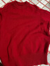金菊厚款100%綿羊毛紅色喜慶圓領(lǐng)連肩袖毛衣女式羊毛衫 紅色 L 曬單實(shí)拍圖