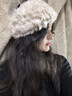 槿城超美韓版兔毛發(fā)帶帽子女寬秋冬保暖手工頭飾頭套發(fā)箍帽毛毛絨發(fā)帶 白色 曬單實(shí)拍圖