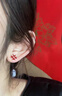 玖維婭（Jiuvia）s925銀針紅色四葉草耳釘復古輕奢2026新款爆款小眾設計感耳飾品 紅色四葉草耳釘一對【S925銀針】 曬單實(shí)拍圖