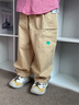 嘟嘟家【100%棉】?jì)和兠扪澴哟貉b女童長(cháng)褲春款男童休閑褲卡通寶寶童裝 黃卡其 100 曬單實(shí)拍圖