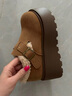 啄木鳥(niǎo)松糕厚底棉鞋女款2025新款冬季加絨加厚增高勃肯鞋保暖防滑雪地靴 棕色【【加絨加厚】 37 (235mm) 曬單實(shí)拍圖