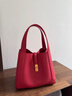 百麗禮物馬年系列包女2026春新商場(chǎng)同款真皮菜籃子婚包手提包BL878AX6 紅色 F 曬單實(shí)拍圖