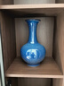 傲世景德鎮陶瓷器新中式花瓶辦公室擺件客廳玄關(guān)工藝品博古架藝術(shù)禮物 窯變霽藍釉賞瓶+底座+證書(shū) 曬單實(shí)拍圖