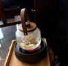 容山堂雙內膽玻璃燒水壺蒸煮茶器蒸茶器養生壺大號圍爐煮茶泡茶壺電陶爐 胡桃木平蓋提梁蒸煮茶器-豎紋1L 曬單實(shí)拍圖