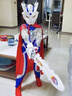 兒童節賽羅歐布奧特曼衣服賽羅奧特曼服裝幼兒園表演服緊身連體衣 賽羅連體+面具+燈+牌+劍+器+披 110 【建議身高100-110cm】 曬單實(shí)拍圖