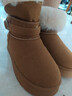啄木鳥(niǎo)厚底雪地靴女款2025冬季新款加絨加厚保暖中筒皮毛一體東北大棉鞋 淺棕色 38 (240mm) 加絨加厚 曬單實(shí)拍圖