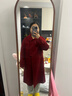 愛(ài)居兔新中式敬酒服女冬季新款復古時(shí)尚雙面呢大衣EWDSJ4P014A 大紅14 155/80A/S 曬單實(shí)拍圖