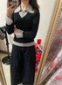 燦圖撞色假兩件套頭毛衣女秋冬季Polo翻領(lǐng)顯瘦打底修身針織衫內搭外套 黑灰 均碼 【建議80斤-120斤】 曬單實(shí)拍圖