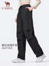 駱駝（CAMEL）加絨工裝褲男女防潑水直筒傘兵運動(dòng)褲 J35CAYL6024 幻影黑 M 曬單實(shí)拍圖