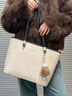 CHARLIE&KELLI品牌 CK輕奢包包女包單肩托特包大容量通勤斜挎包情人節生日禮物 米色【八倉速發(fā) 品牌禮袋】 曬單實(shí)拍圖