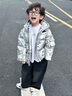 NIKE 耐克童裝男童保暖短款羽絨服冬季新款滿(mǎn)印兒童新年衣服外套 銀灰色 90絨 清潔度1000+ 110 /52 充絨量84克【建議身高98-104cm】 曬單實(shí)拍圖