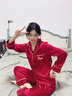 GP Seeu真絲情侶睡衣馬年新款簡(jiǎn)約高級感紅色長(cháng)袖休閑大碼家居服禮盒裝 彥馳紅【長(cháng)袖長(cháng)褲】 XL 【女士 120-140斤】 曬單實(shí)拍圖