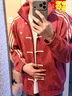 adidas明星同款新年款新中式休閑寬松外套男女秋冬阿迪達斯三葉草   紅色   L 曬單實(shí)拍圖